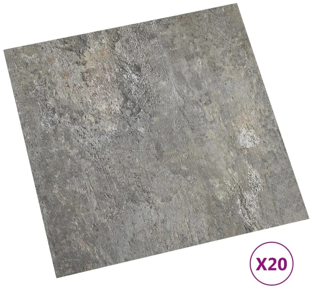 Placi de pardoseala autoadezive , 20 buc., gri, PVC, 1,86 m²