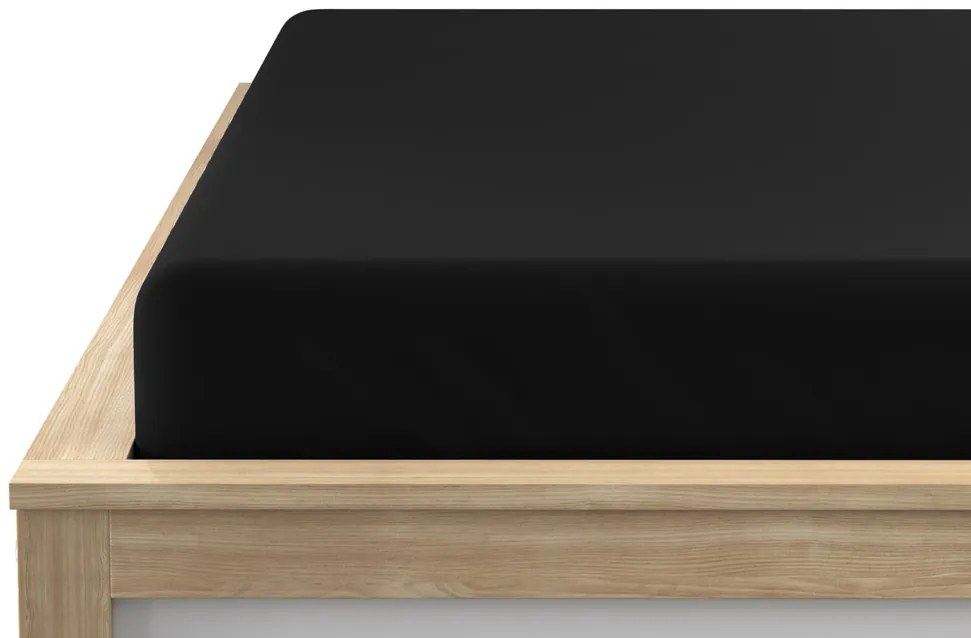 Cearsaf Jersey EXCLUSIVE cu elastic negru 160 x 200 cm