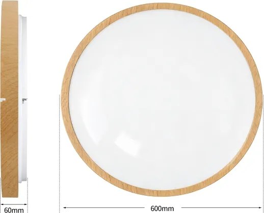 Corp de iluminat LED dimabil Brilagi-LED GLASS POOL DOUBLE, 80W, 230V, 60 cm, finisaj decor lemn + telecomandă