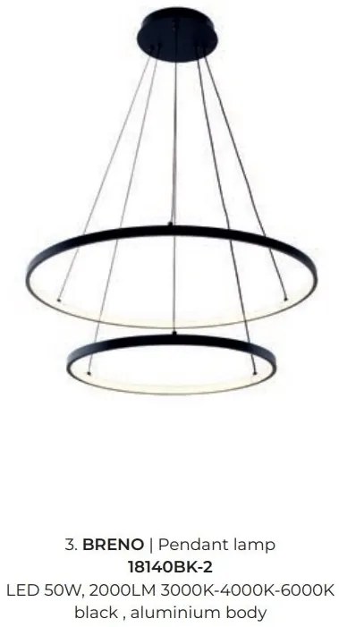 Lustra LED moderna design circular BRENO negru 40/60cm