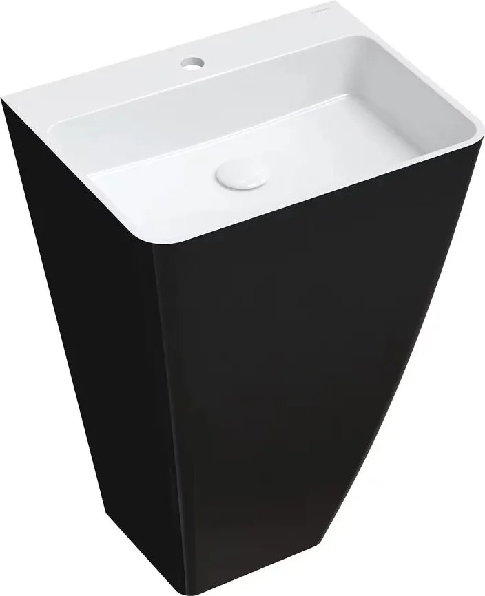 Lavoar freestanding Omnires Parma M+ dreptunghiular negru - alb 55 cm
