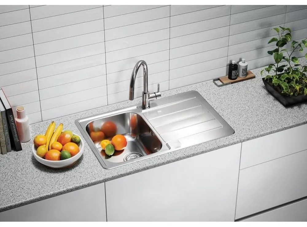 Chiuveta bucatarie inox satin cu picurator, stanga, Alveus Line Max 80 SATIN, Stanga