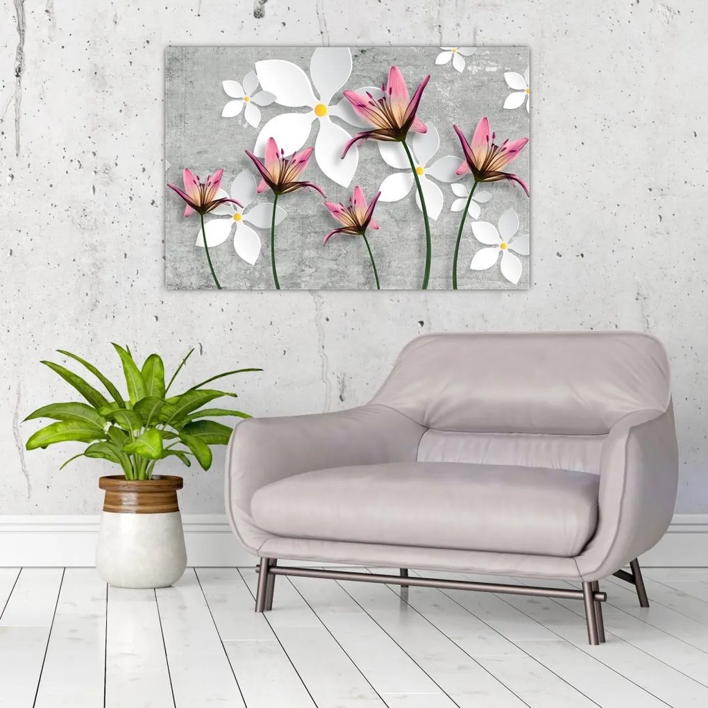 Tablou cu abstracție florală (90x60 cm)