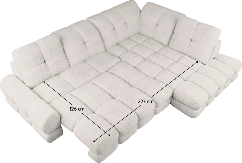Set canapea extensibilă cu funcţie de extensie electrică, crem, pe dreapta, TOLLO L ROH