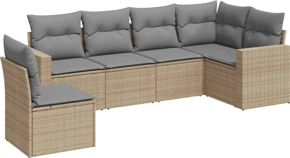 vidaXL Set canapele de grădină cu perne, 6 piese, bej, poliratan