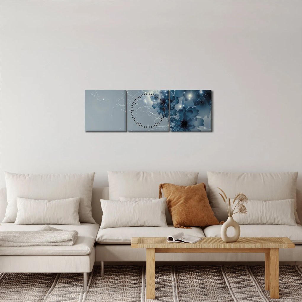 Tablou - Flori delicate (cu ceas) (90x30 cm)