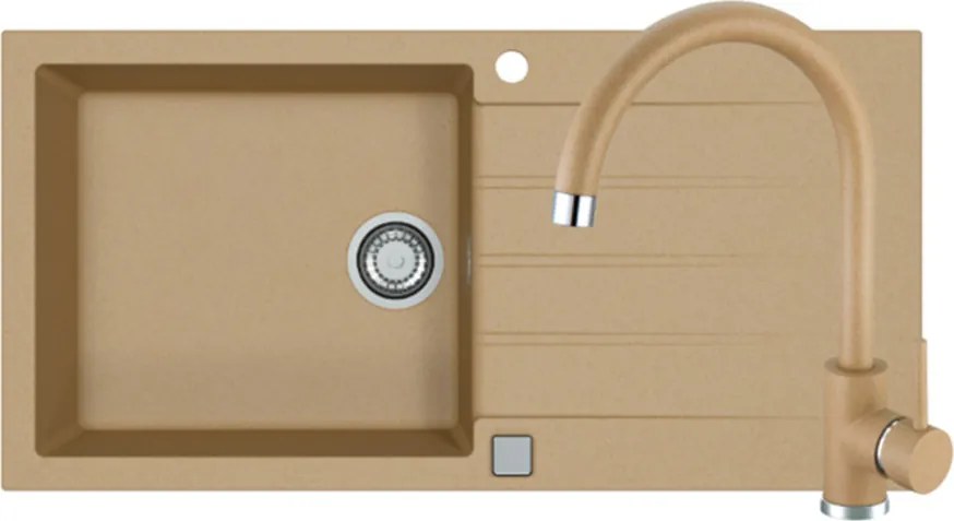 Set chiuveta bucatarie Alveus Cadit 50 bej 100x50 cm si baterie Kati monocomanda