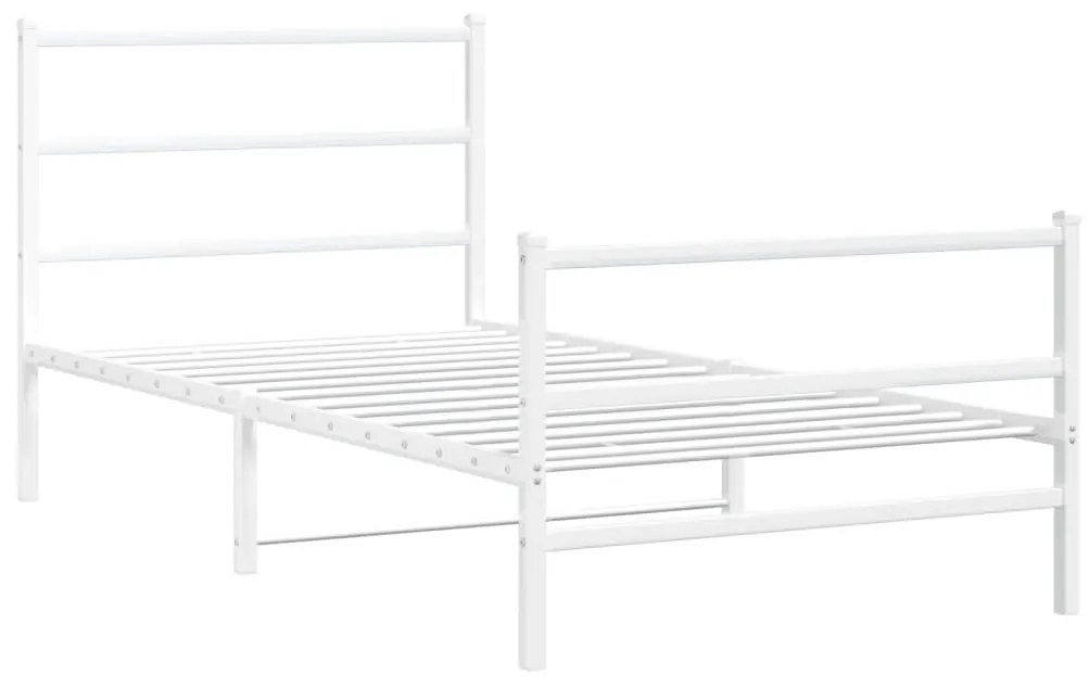355427 vidaXL Cadru de pat metalic cu tăblie de cap/picioare  alb, 100x200 cm