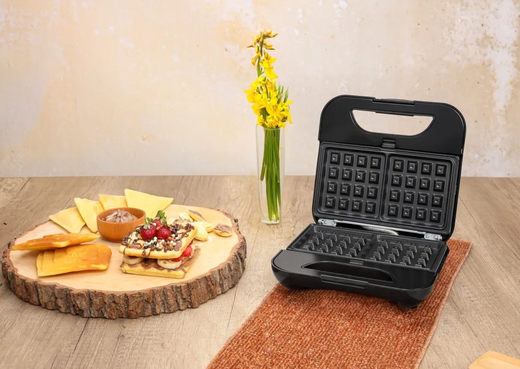 Sandwich-maker ZILAN 5 in 1 ZLN3932, Negru Inox 800 W, 5 tipuri de placi grill, triunghi, sandwich, waffle, nuci,