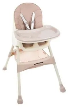 Scaun de masa pentru bebelusi, 3 in 1, roz, max 20 kg, 60x75x92 cm, Kruzzel