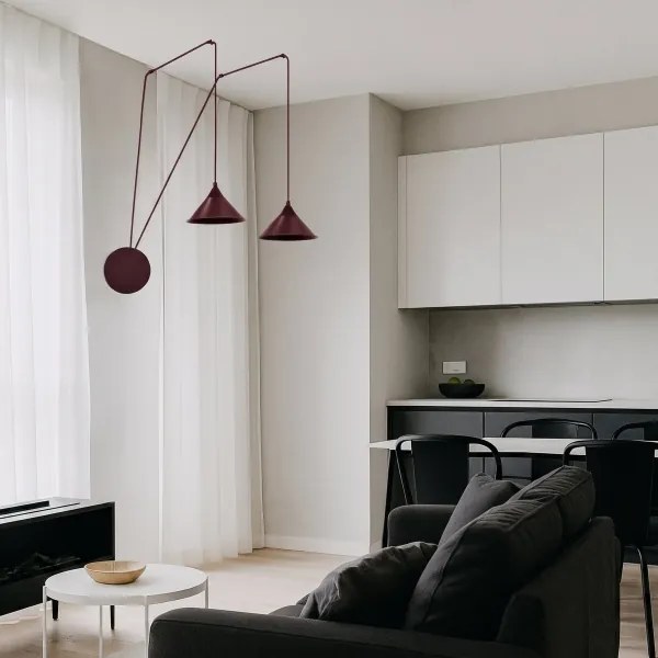Lustră pe cablu ABRAMO 2xE27/15W/230V roșie