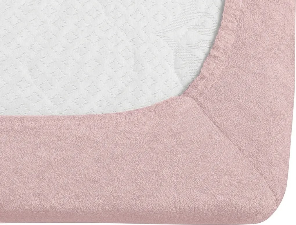 Cearsaf elastic fleece MOLTON roz deschis 180 x 200 cm