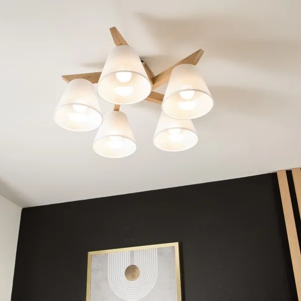 Lustr ANTONIO 5xE14/40W/230V, montaj plafon, stejar