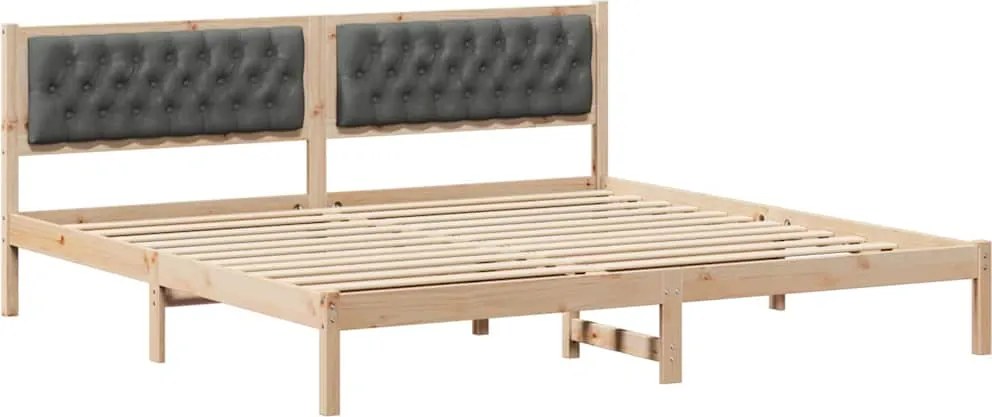 vidaXL Cadru de pat Gri închis 200 x 200 cm Lemn de pin masiv