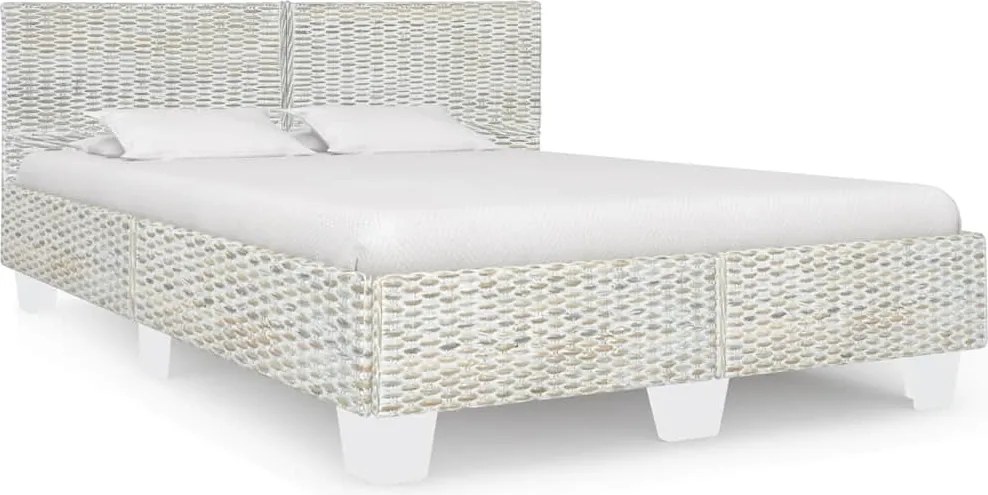 vidaXL Cadru de pat, gri, 140 x 200 cm, ratan natural