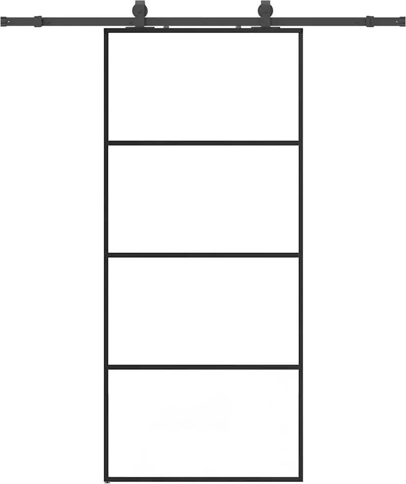 vidaXL Ușă glisantă cu set de feronerie neagră 90x205 cm Sticlă ESG