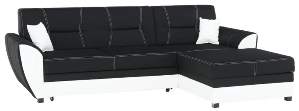 Colţar, piele ecologică albă/material textil negru, model dreapta, MARUTI