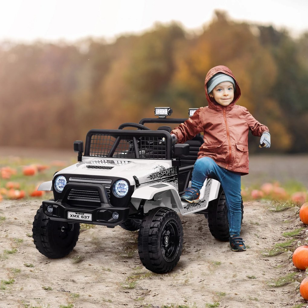 AIYAPLAY Mașină Electrică pentru Copii 3-6 Ani Off-road 12V cu Telecomandă Alb | Aosom Romania