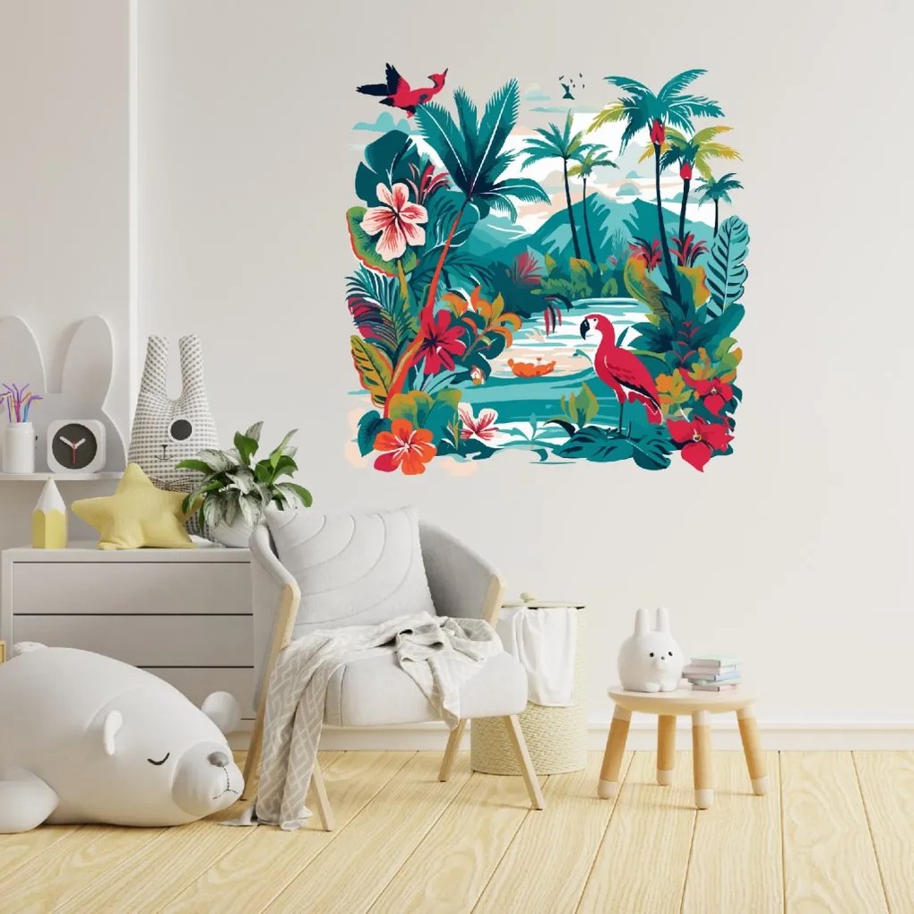 PIPPER. Autocolant circular de perete „O junglă colorată” mărimea: 60cm