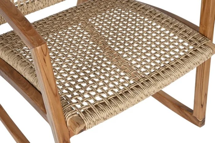 Fotoliu tip balansoar din lemn de tec si rattan
