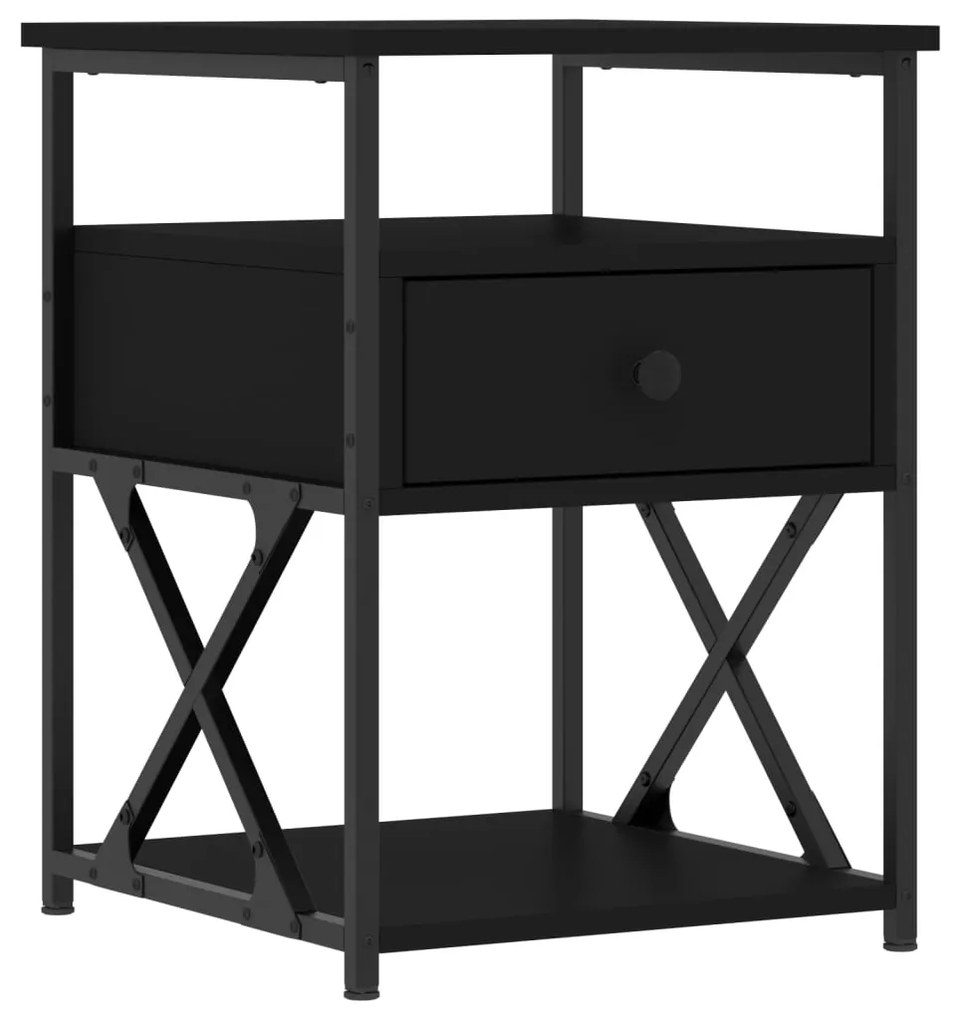 826073 vidaXL Noptieră, negru, 40x42x55 cm, lemn prelucrat