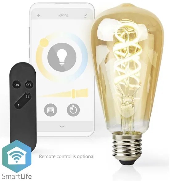 Nedis WIFILRT10ST64 - Bec LED dimmabil ST64 E27/4,9W/230V Wi-Fi 1800-6500K