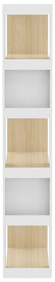 Bibliotecă albă cu blat cu aspect de lemn de stejar 90x188 cm Ella TemaHome