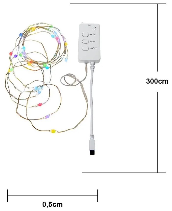 Ghirlandă luminoasă număr becuri 30 buc. cu USB lungime 300 cm Smart Strip – Star Trading