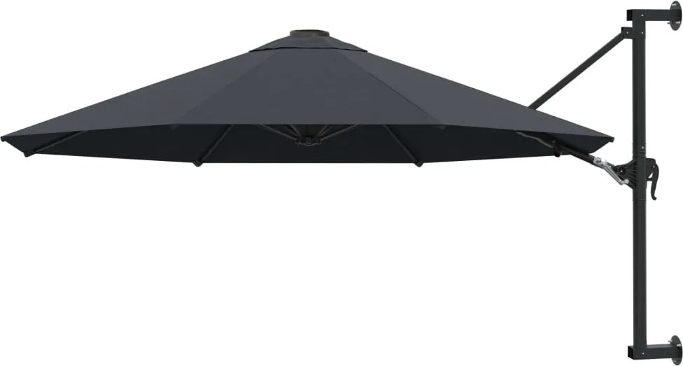 vidaXL Umbrelă soare, montaj pe perete, stâlp metal, 300 cm, antracit