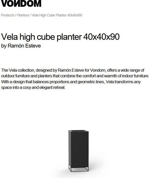 Ghiveci plante, flori design decorativ modern pentru amenajari interioare si exterioare, VELA HIGH CUBE 54049R Vondom