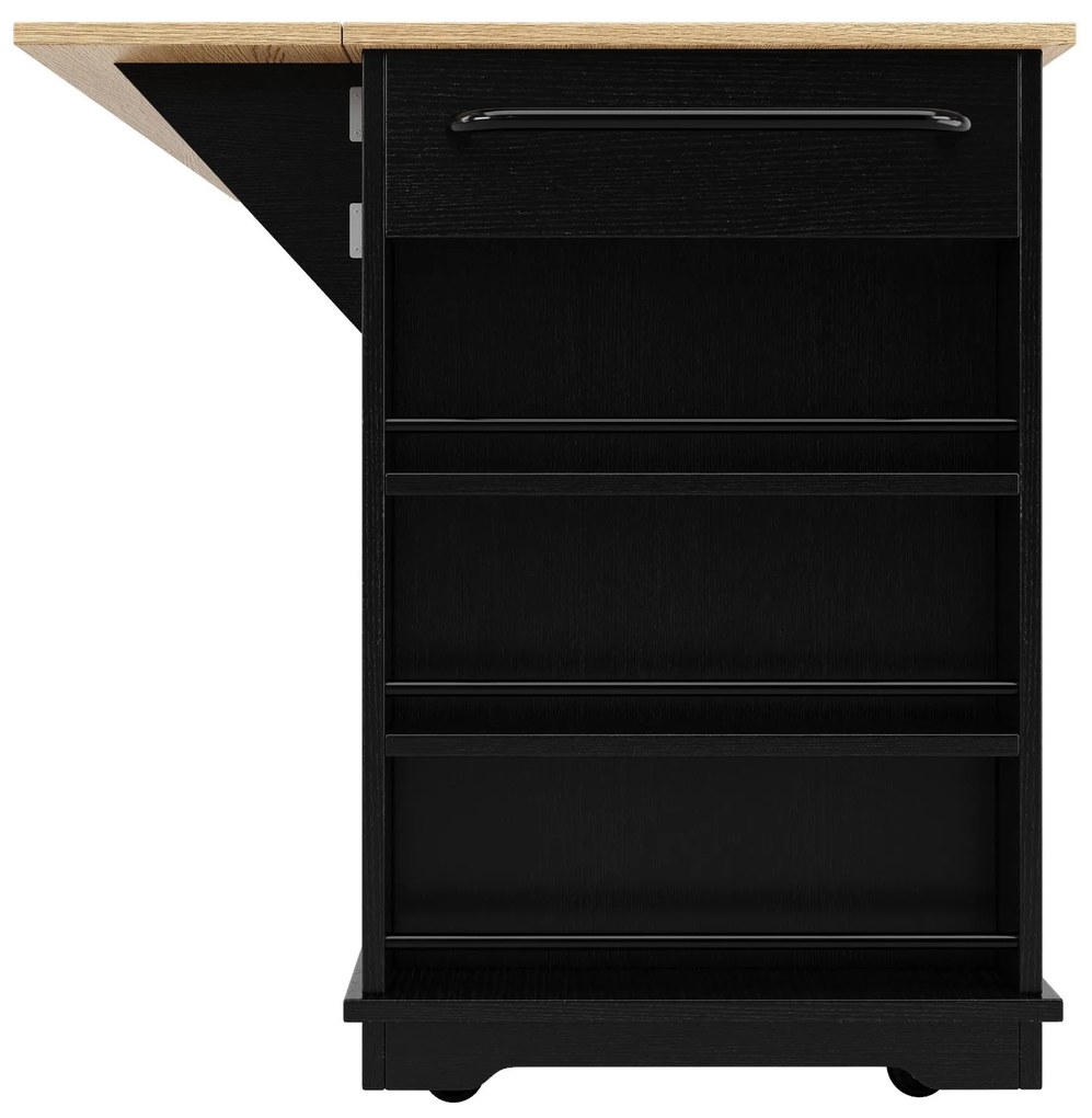 Insulă de bucătărie cu blat rabatabil, Negru | Aosom Romania