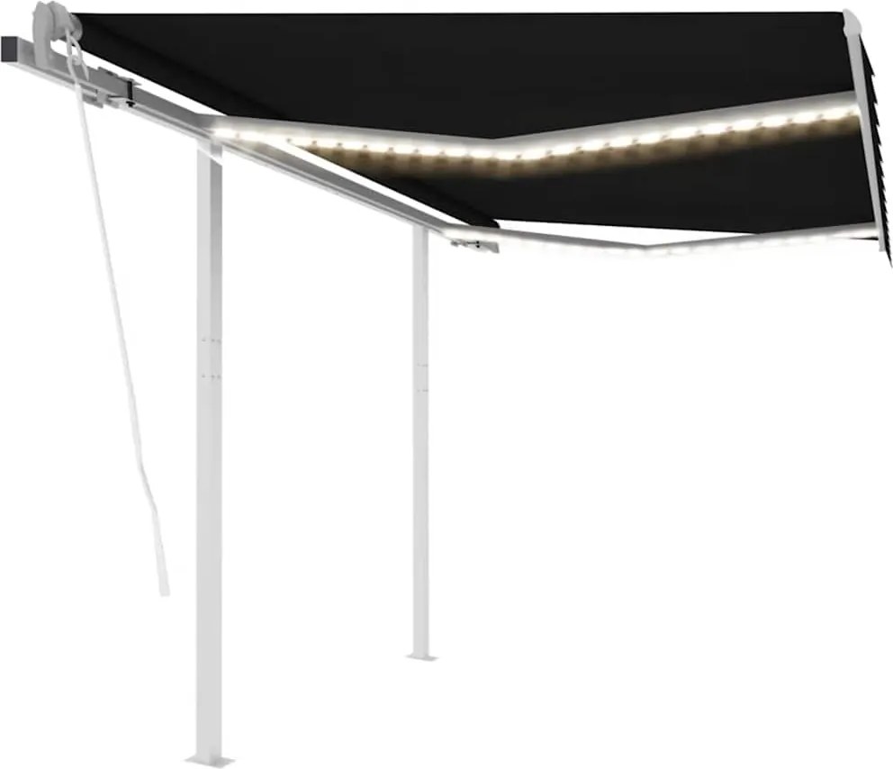 vidaXL Copertină automată cu senzor vânt & LED, antracit, 3,5x2,5 m