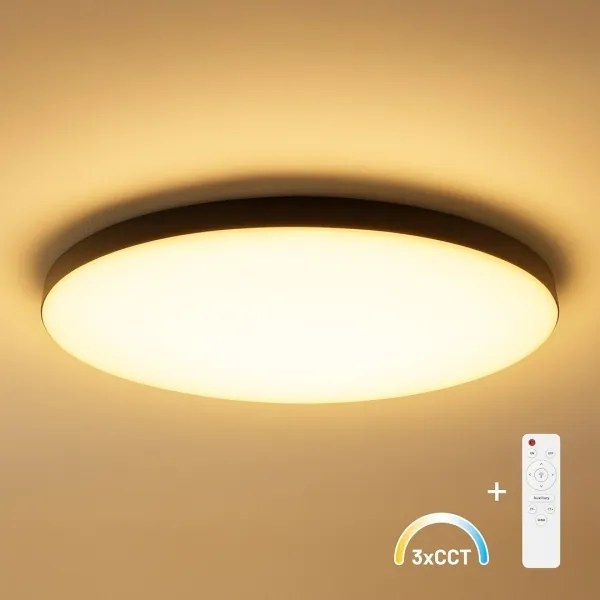 Plafonieră LED dimabilă SIENA 80W/230V 3000-6000K Ø 75 cm neagră + telecomandă