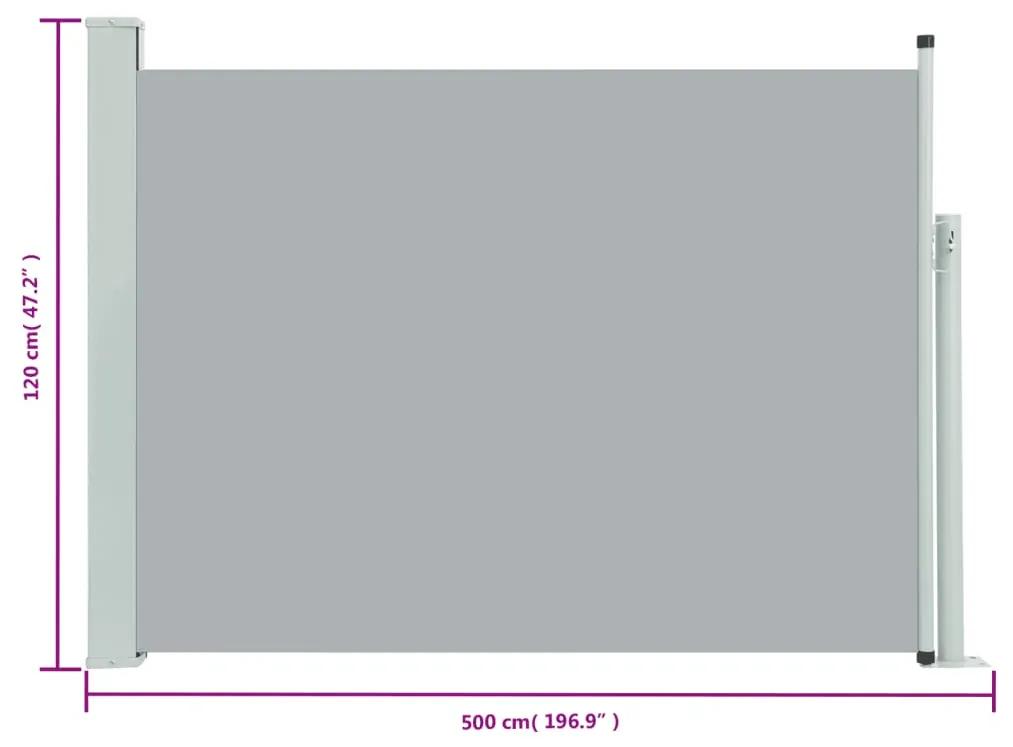 Copertina laterala retractabila de terasa, gri, 117x500 cm Gri, 117 x 500 cm