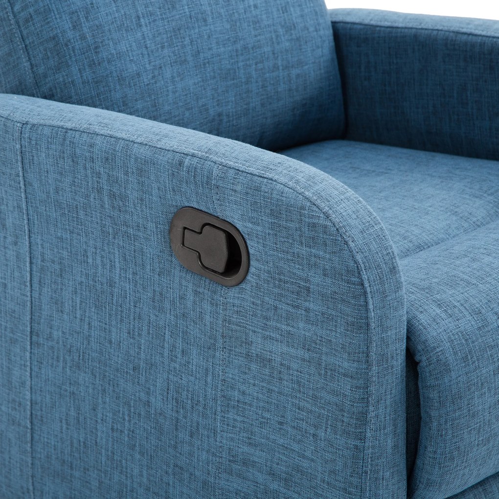 Fotoliu Relax Rabatabil Manual cu Taburet Capacitate maxima 125kg Tesatura de Lin 66 × 95 × 99cm Albastru HOMCOM | Aosom Romania