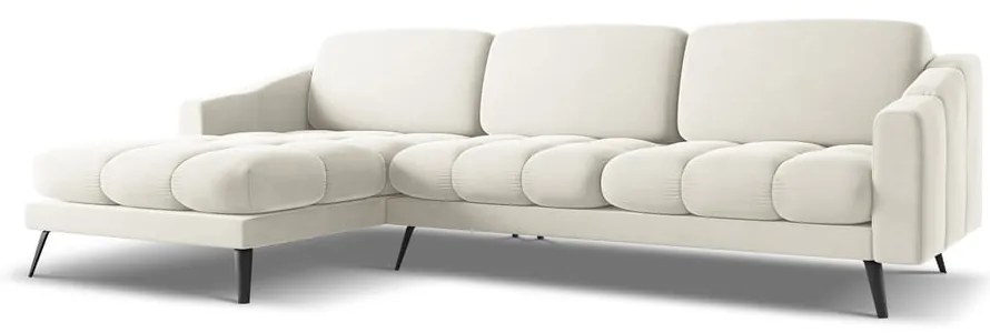 Colțar crem cu tapițerie din catifea (cu colț pe partea stângă) Nalu – Makamii