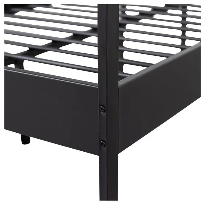 Pat negru din metal cu somieră 120x200 cm Mees – WOOOD