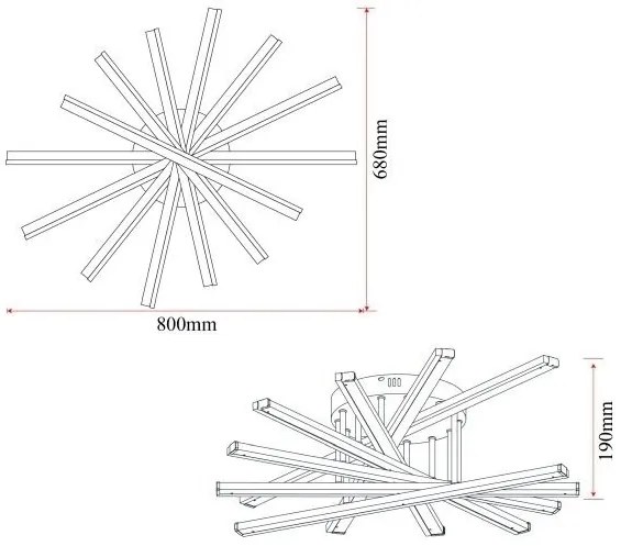 Lustră LED cu 7 surse de iluminare, 125W, cu telecomandă – Design clasic, negru elegant