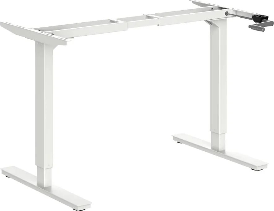 Cadru birou reglabil manual, control cu manivelă, 80 kg - Alb