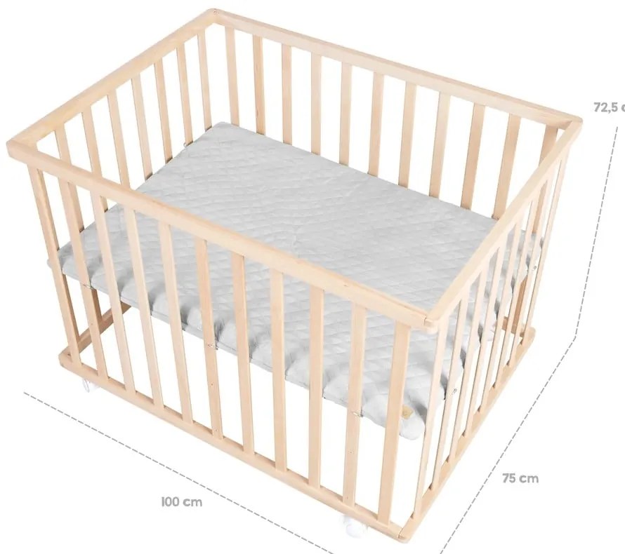 Țarc pentru copii gri din lemn masiv de fag 75x100 cm Roba style – Roba