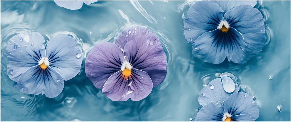 Tablou - Violete în apă (120x50 cm)