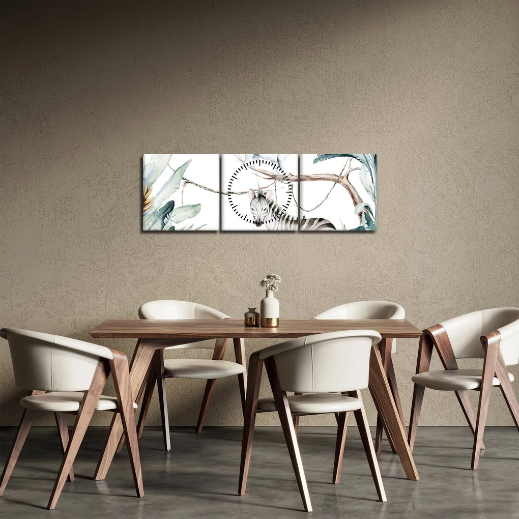 Tablou - Animale exotice (cu ceas) (90x30 cm)