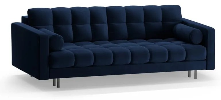 Canapea albastru-închis extensibilă, cu spațiu de depozitare cu tapițerie din catifea 222 cm Bali – Cosmopolitan Design