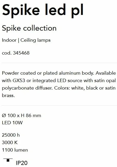 Plafoniera, Spot aplicat tavan SPIKE LED PL1 alb