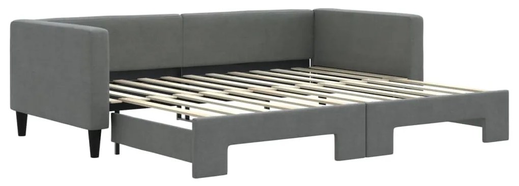 3196579 vidaXL Pat de zi cu extensie, gri închis, 90x200 cm, textil