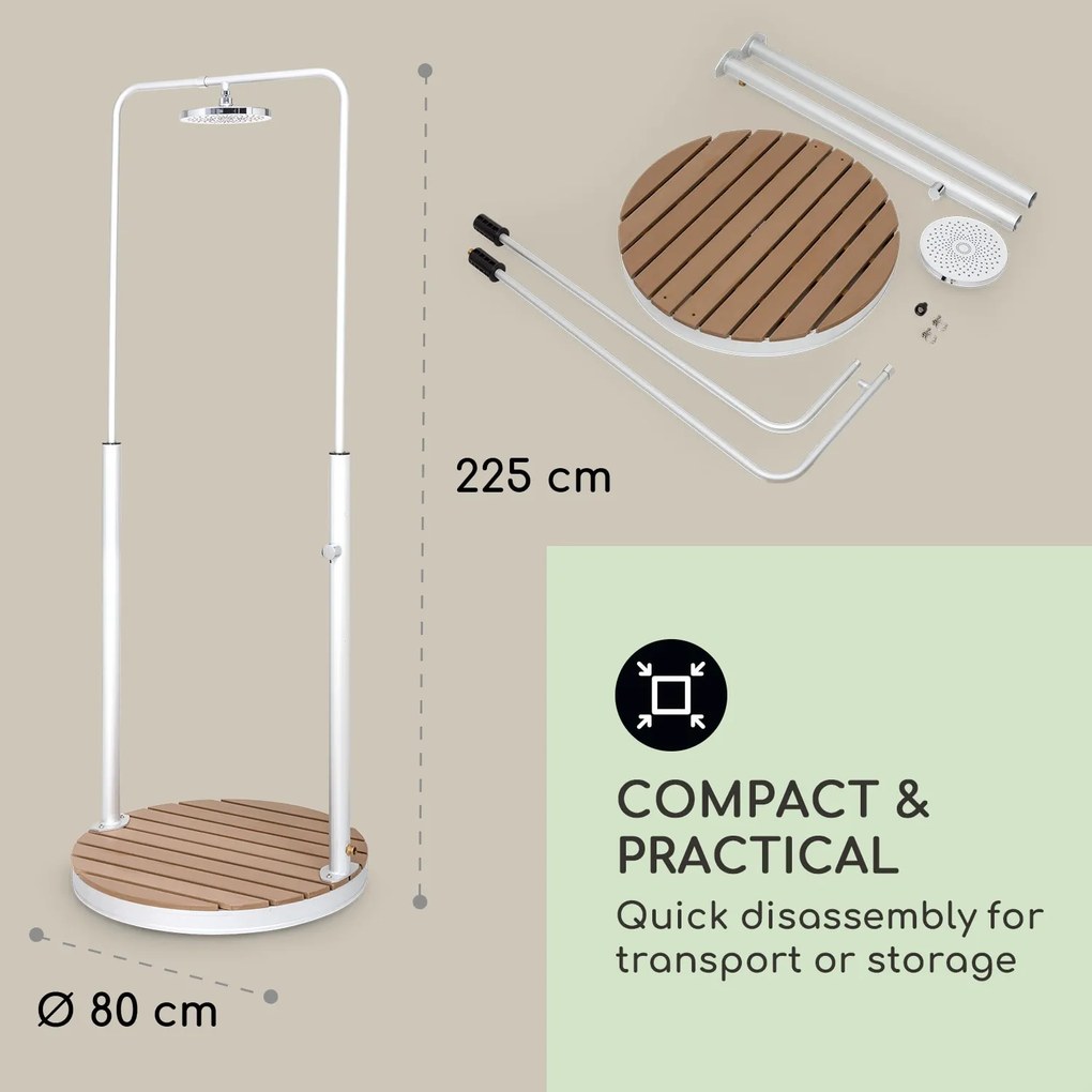 Sumatra Falls Round Duș de grădină, WPC, aluminiu, Ø 80 cm, rotund