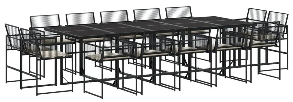 3295016 vidaXL Set mobilier de grădină cu perne, 15 piese, negru, poliratan