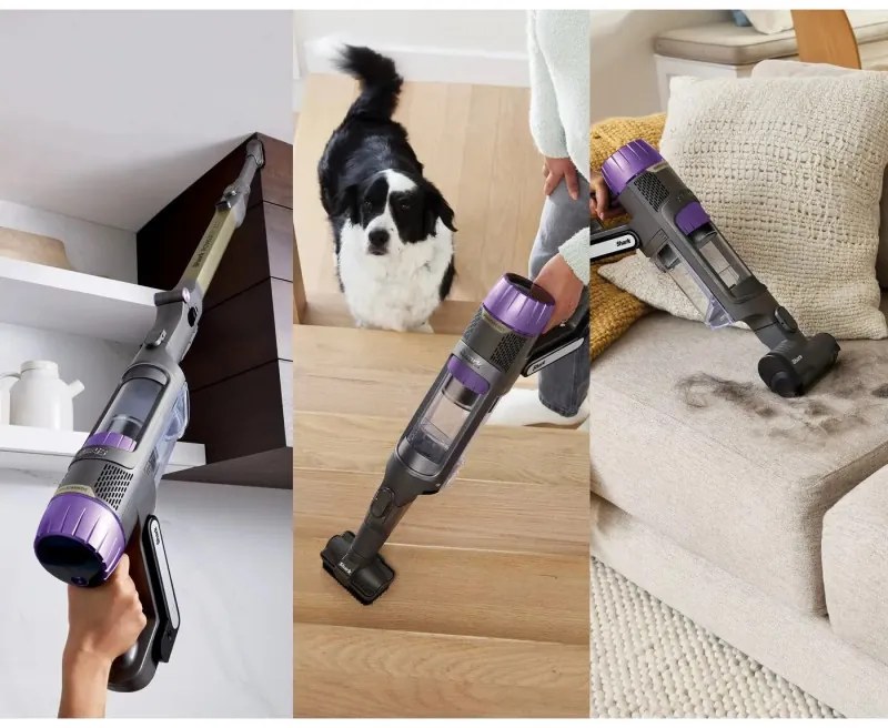 Aspirator vertical Shark IP3251EUT, 380W, 0.7 L, PowerDetect, Brat rabatabil, Autonomie 70 min, Gri/Violet