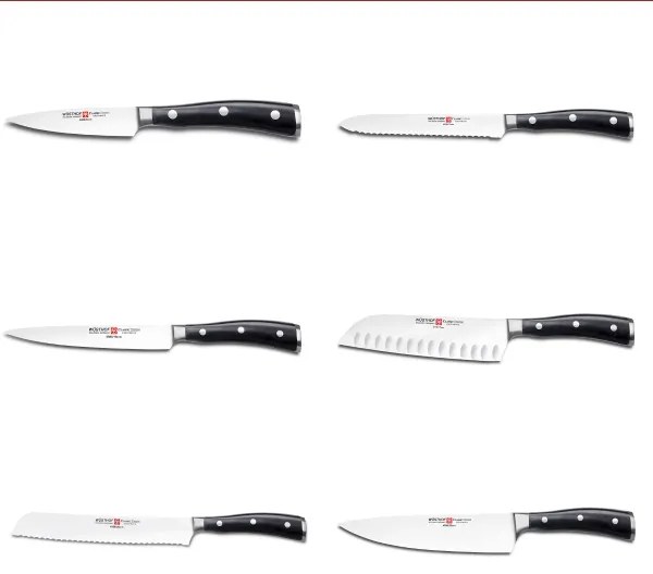 Wüsthof CLASSIC IKON set 7 cuțite bucătărie, suport, frasin/negru