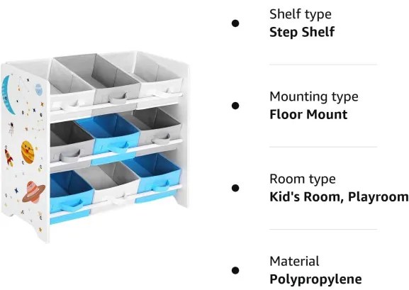 Raft De Depozitare Pentru Copii, Alb, 62.5 Cm